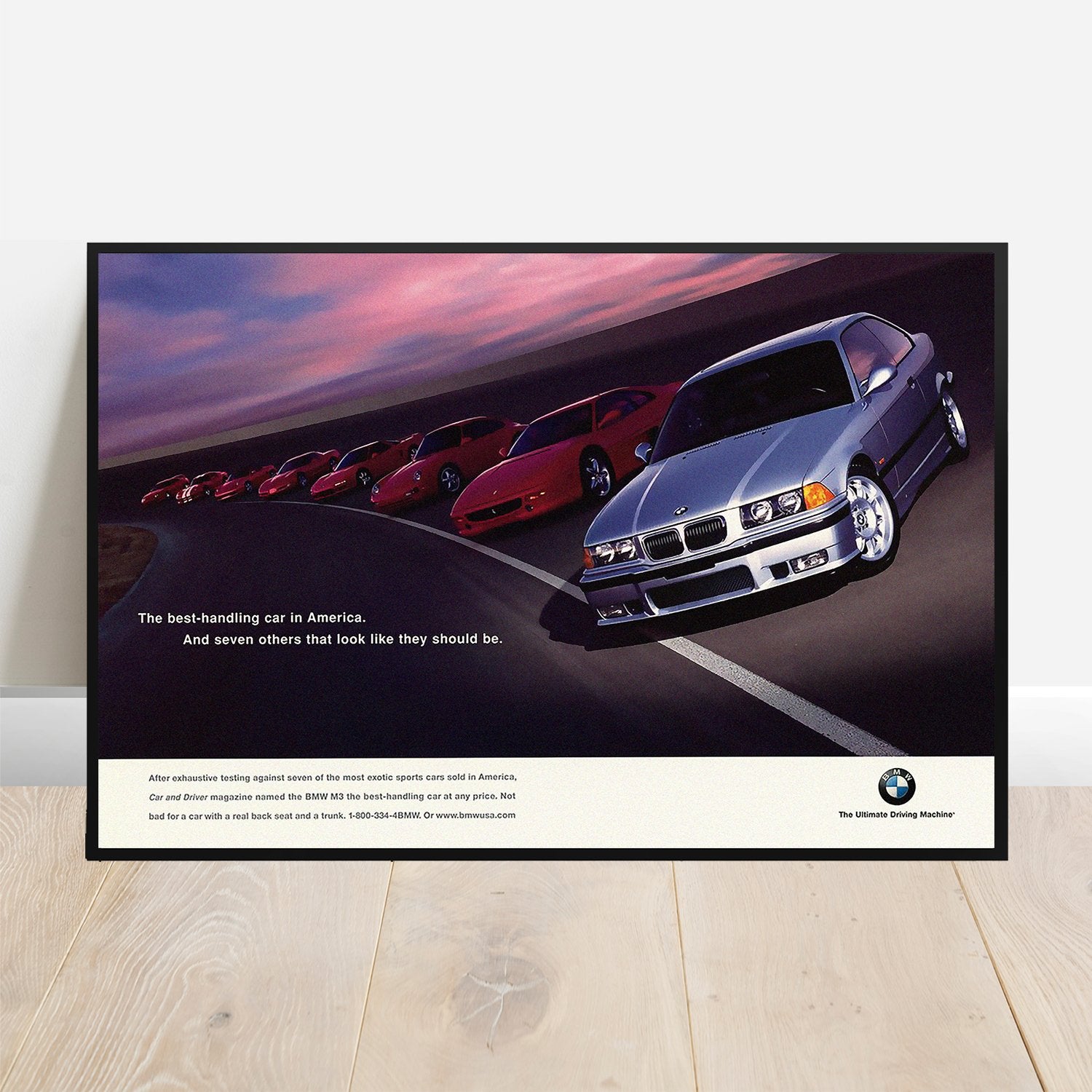 BMW E36 M3 Best Handling Car USA - Retro Car Prints