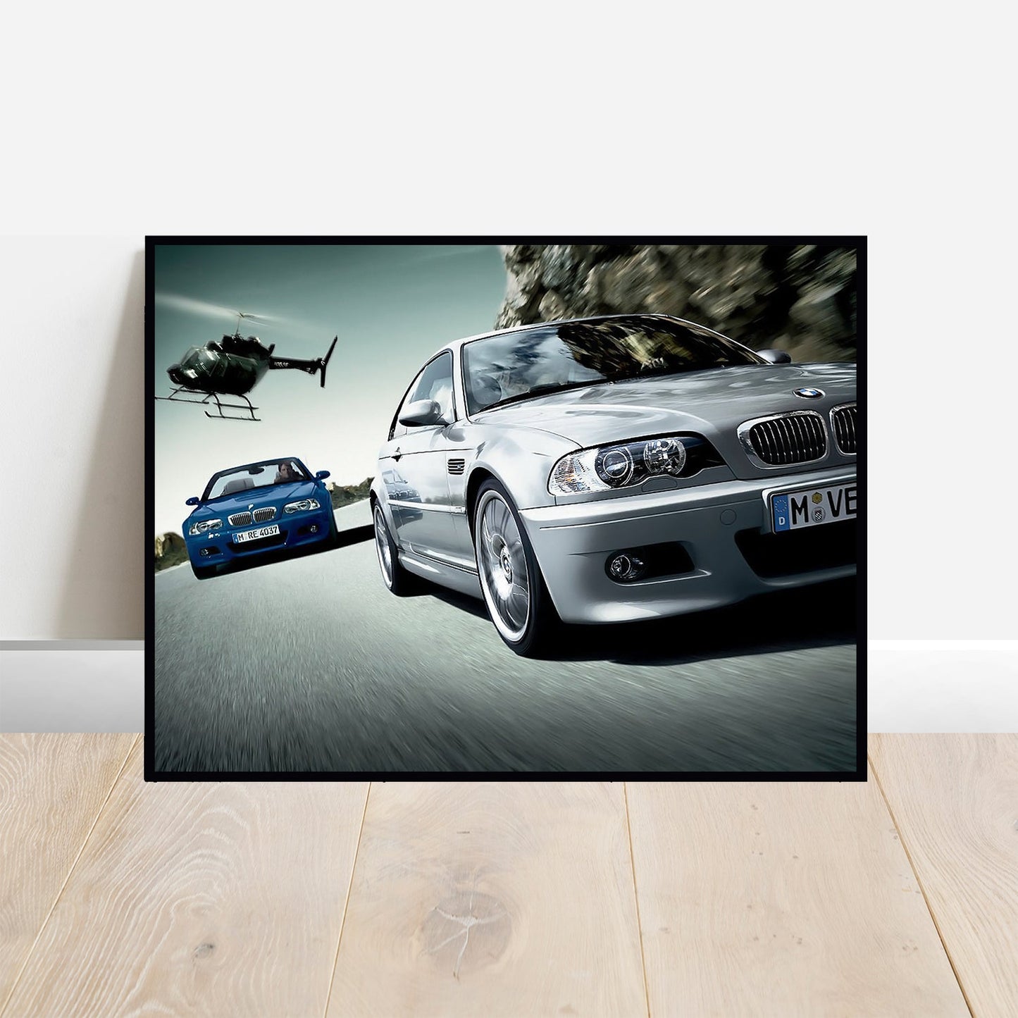 BMW E46 M3 Helicopter Chase - Retro Car Prints