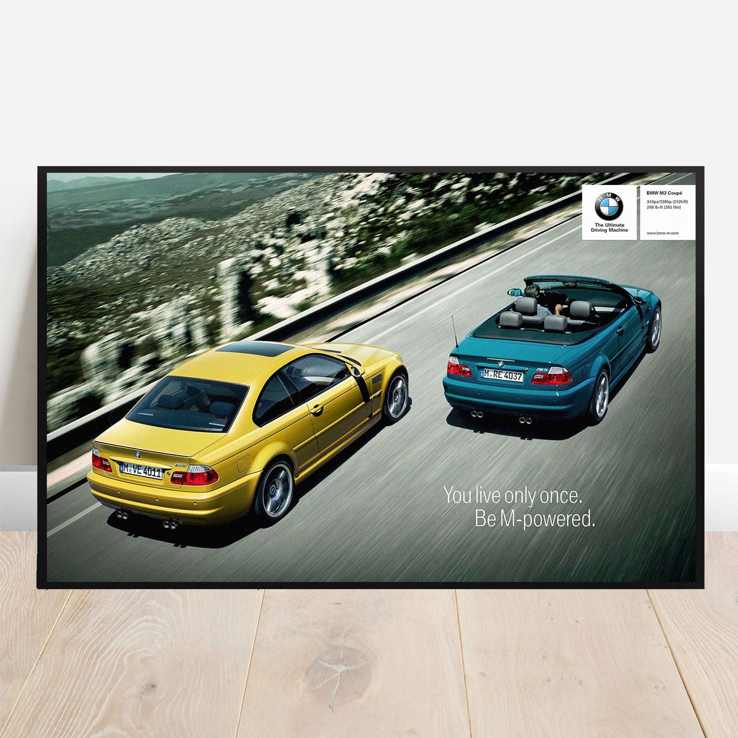 BMW E46 Phoenix Yellow Birds Eye - Retro Car Prints