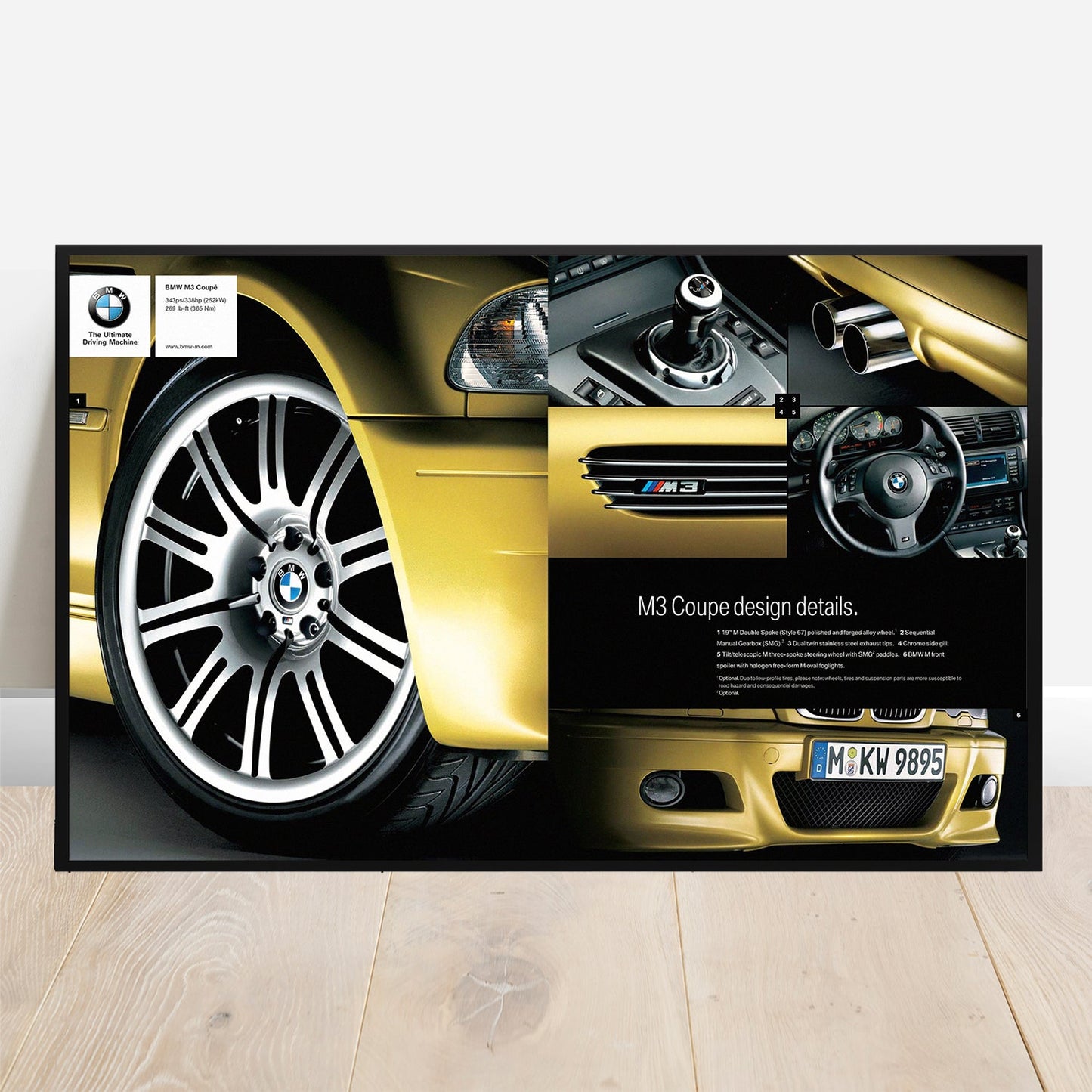 BMW E46 Phoenix Yellow Collage - Retro Car Prints