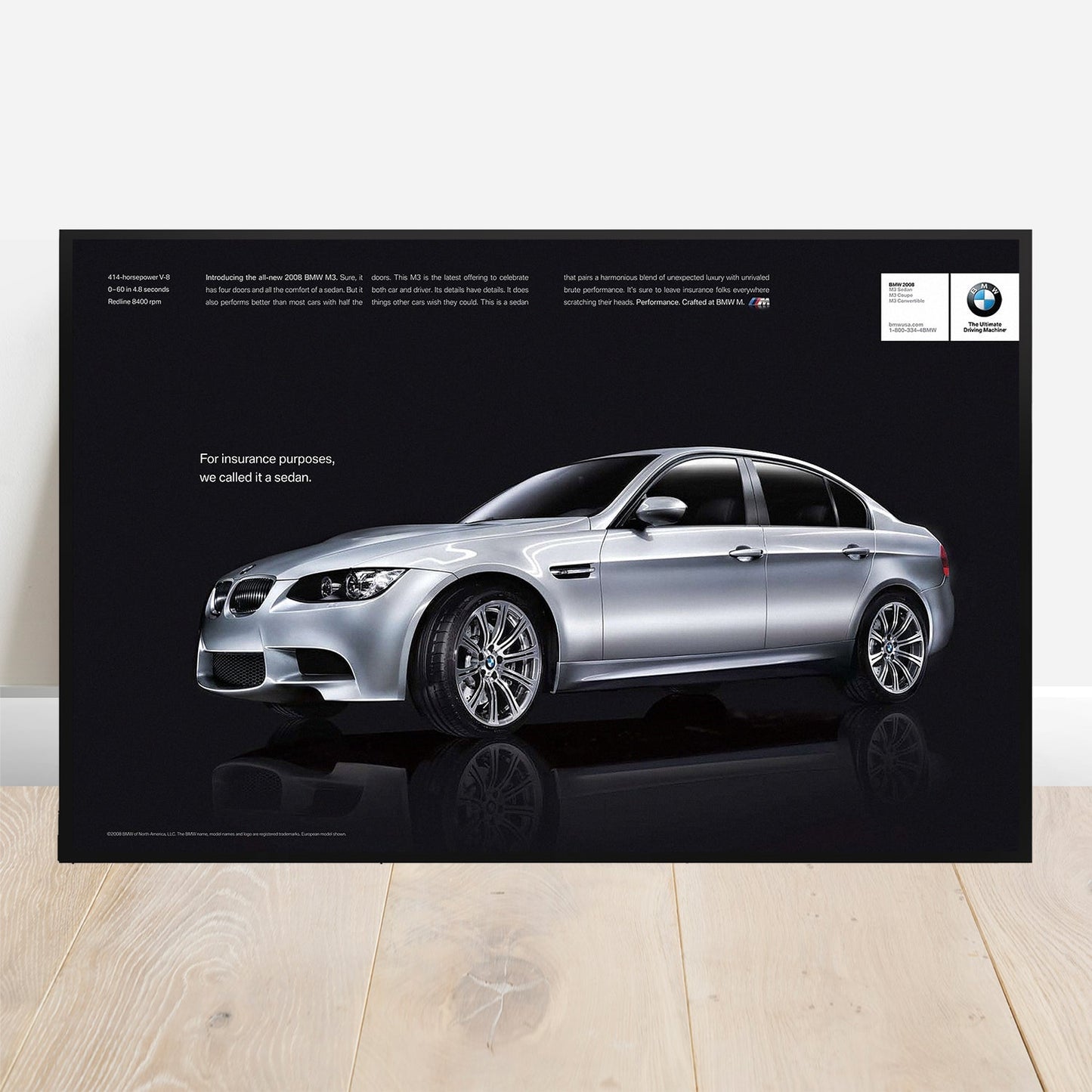 BMW E92 M3 Sedan Insurance - Retro Car Prints