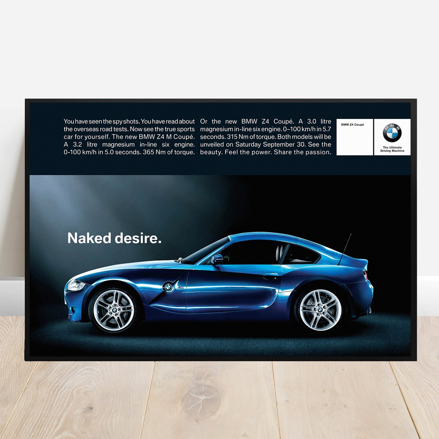 BMW Z4 Coupe Naked Desire - Retro Car Prints