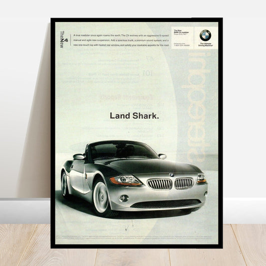 BMW Z4 Roadster Land Shark Portrait - Retro Car Prints